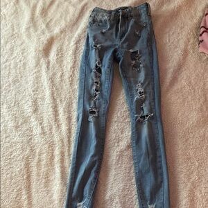 Distressed Blue Jeans